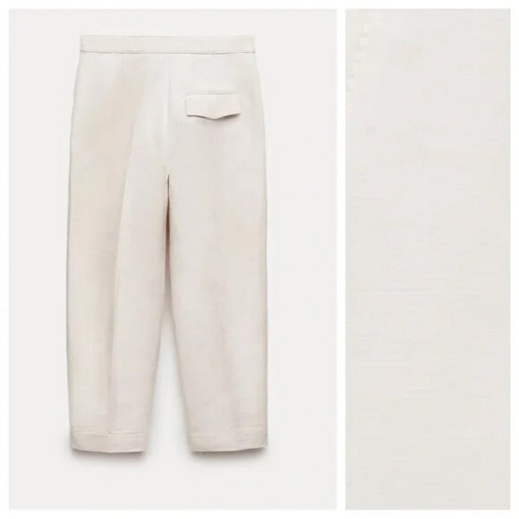 Zara NEW Ecru ZW Collection 100% Cotton Pants NWT Size S - Picture 6 of 11
